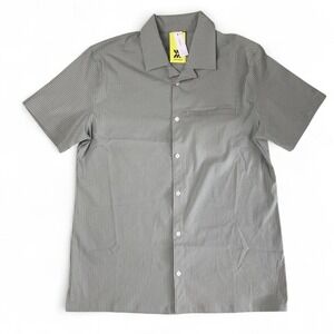 Sage green NO IRON  striped textured short sleeve button up shirt